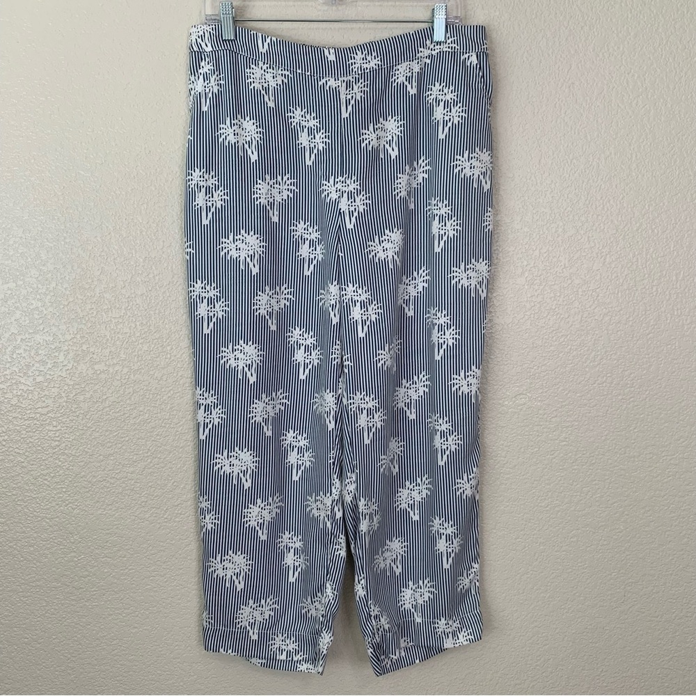 Chico's 100% Lyocell Island Palm Colonial Coast Pull On Cropped Pants, Sz Medium
